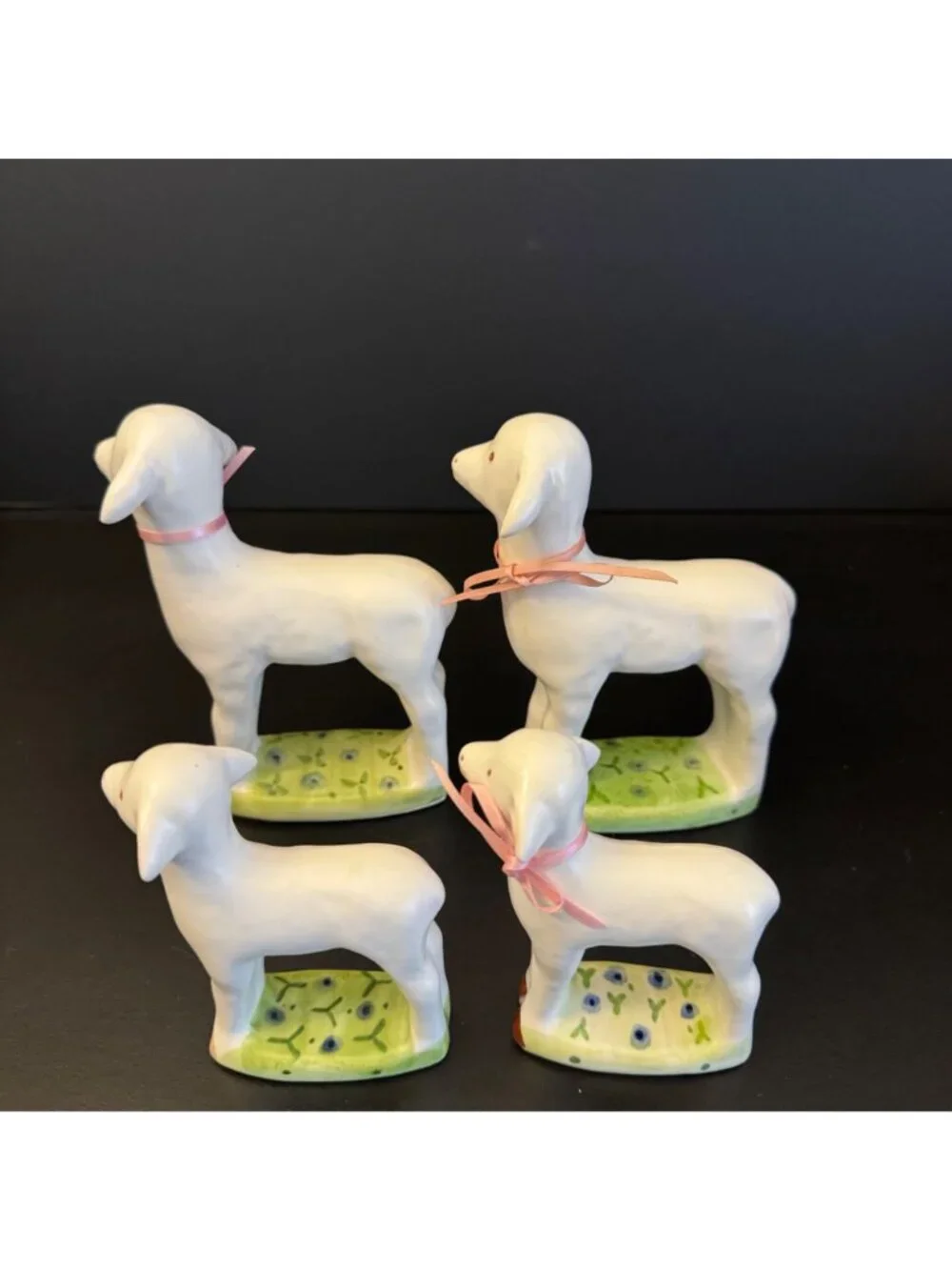 Vintage Dept 56 Sheep Lamb Family Figurines Set of 4 Farmhouse Made in Japan - Picture 2 of 14